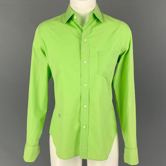 RALPH LAUREN Collection Size 8 Chartreuse Cotton French Cuff Shirt - Picture 1 of 5